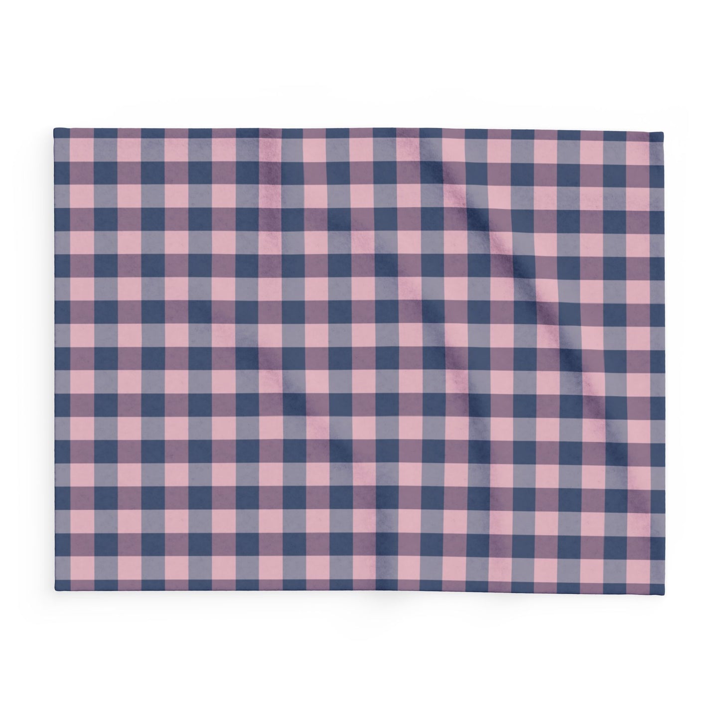 Pink Navy Buffalo Plaid Fleece Blanket — Cozy Plaid Throw for Living Room & Gift