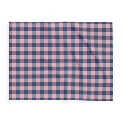 Pink Navy Buffalo Plaid Fleece Blanket — Cozy Plaid Throw for Living Room & Gift