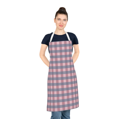 Pink & Gray Buffalo Plaid Apron — Cozy Farmhouse Kitchen Apron