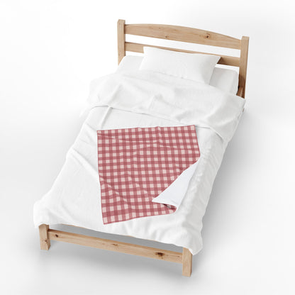 Red Buffalo Check Velveteen Plush Blanket — Cozy Gingham Throw