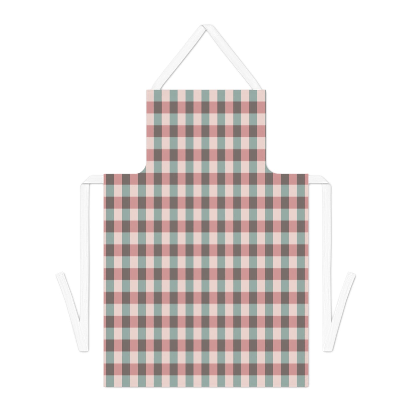 Plaid Kitchen Apron – Rustic Pink & Teal Checkered Cooking Apron