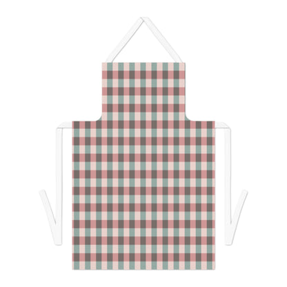 Plaid Kitchen Apron – Rustic Pink & Teal Checkered Cooking Apron