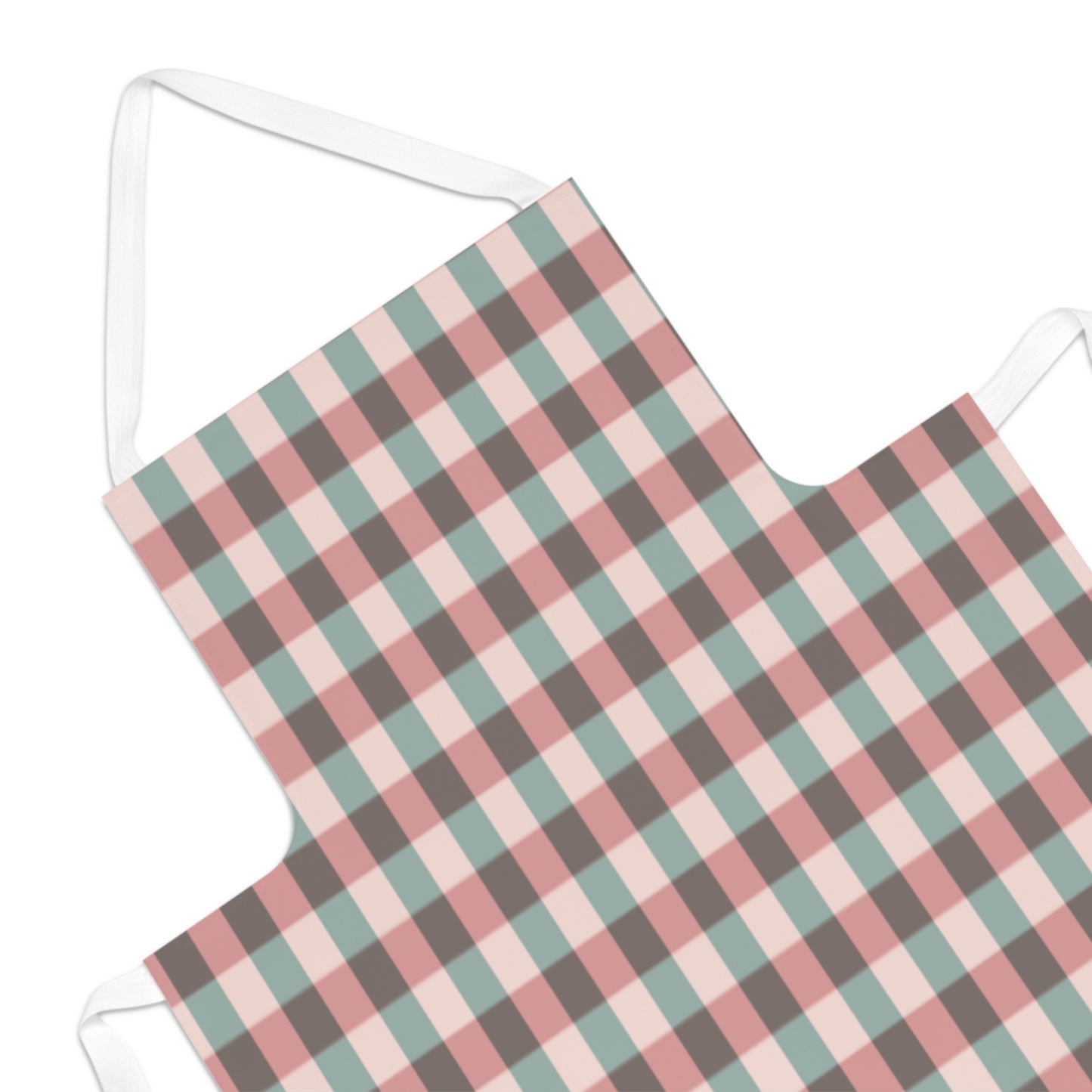 Plaid Kitchen Apron – Rustic Pink & Teal Checkered Cooking Apron