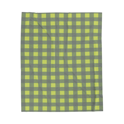 Green Buffalo Check Blanket | Plaid Velveteen Plush Throw