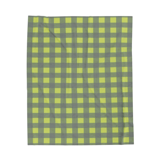 Green Buffalo Check Blanket | Plaid Velveteen Plush Throw