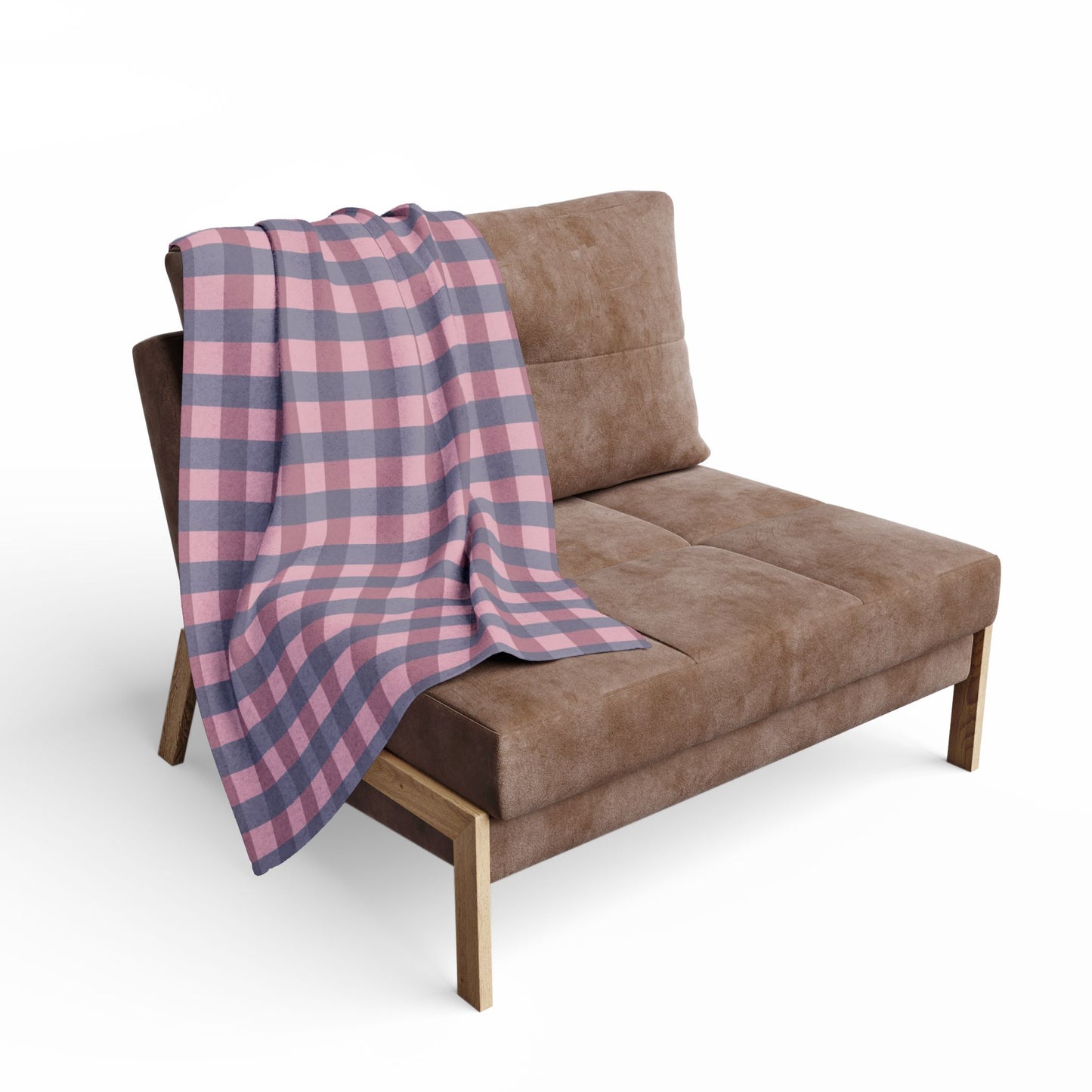 Fleece Blanket - Pink & Gray Buffalo Plaid Cozy Throw