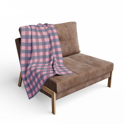 Fleece Blanket - Pink & Gray Buffalo Plaid Cozy Throw