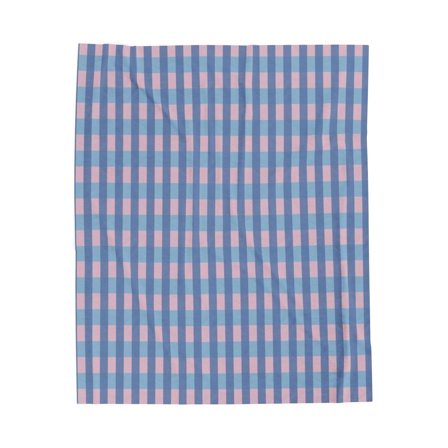 Plaid Velveteen Plush Blanket — Blue & Pink Cozy Throw