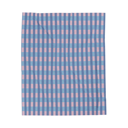 Plaid Velveteen Plush Blanket — Blue & Pink Cozy Throw