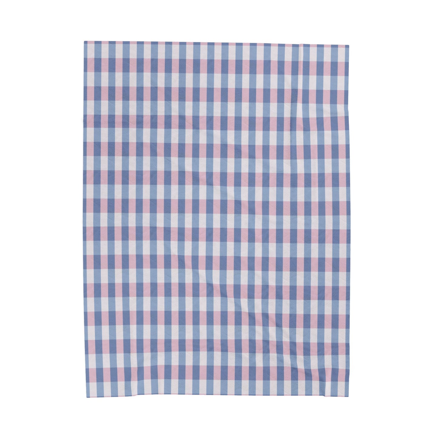 Plaid Velveteen Plush Blanket — Soft Pink & Blue Check Throw