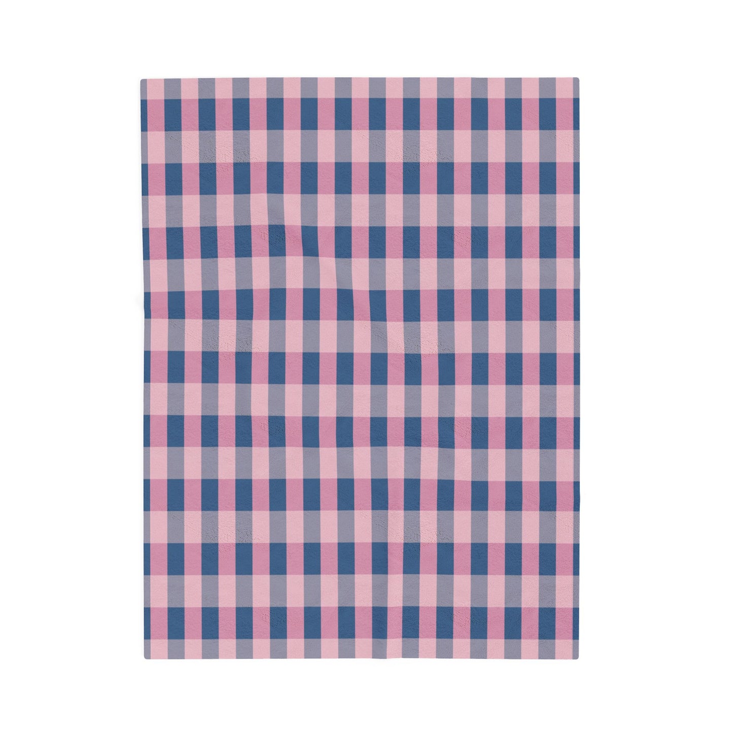 Pink & Navy Plaid Velveteen Plush Blanket — Cozy Checkered Throw for Home, Nursery & Gifts