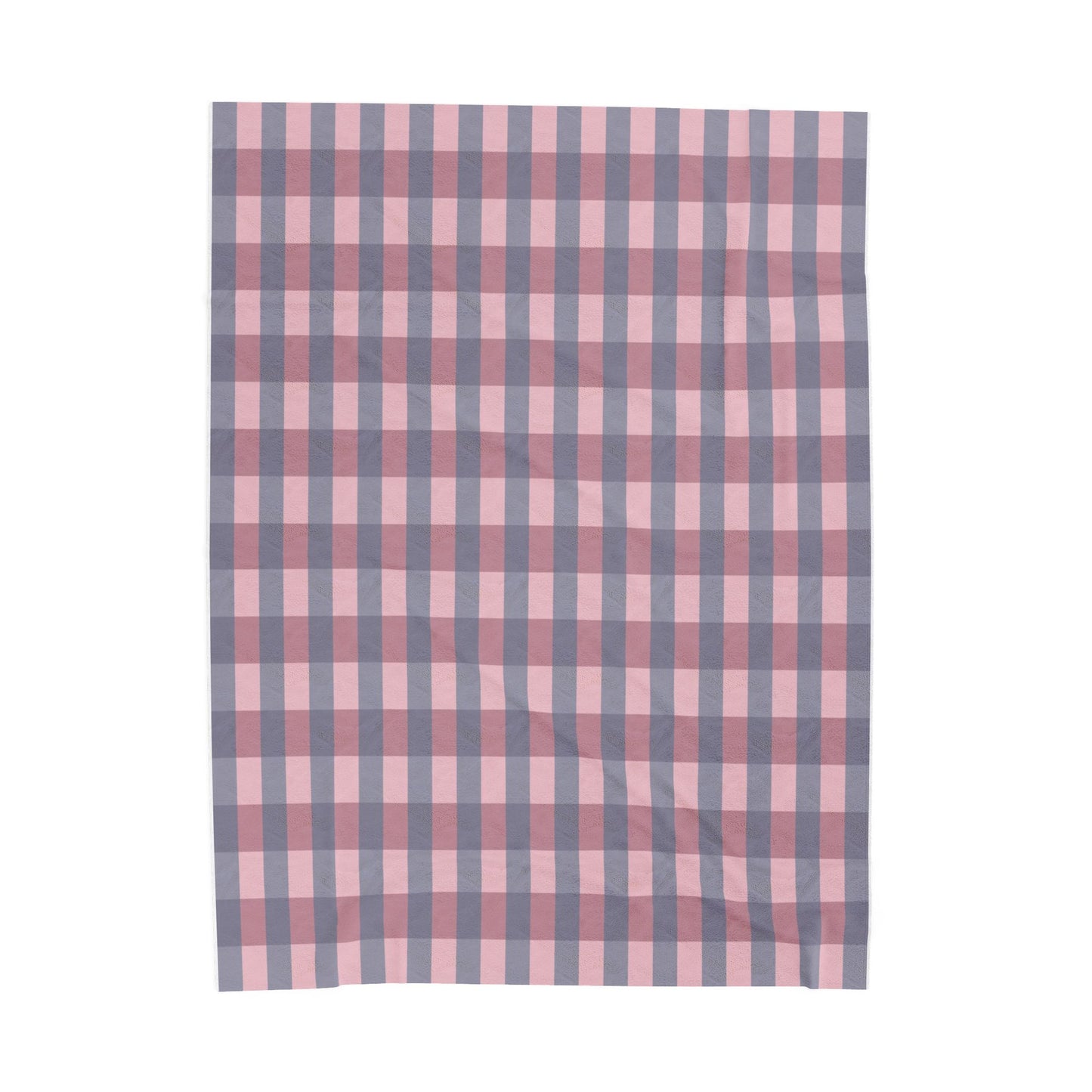 Plush Blanket - Pink & Gray Buffalo Check Velveteen Throw