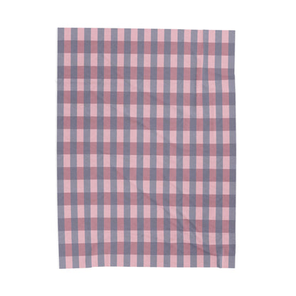 Plush Blanket - Pink & Gray Buffalo Check Velveteen Throw