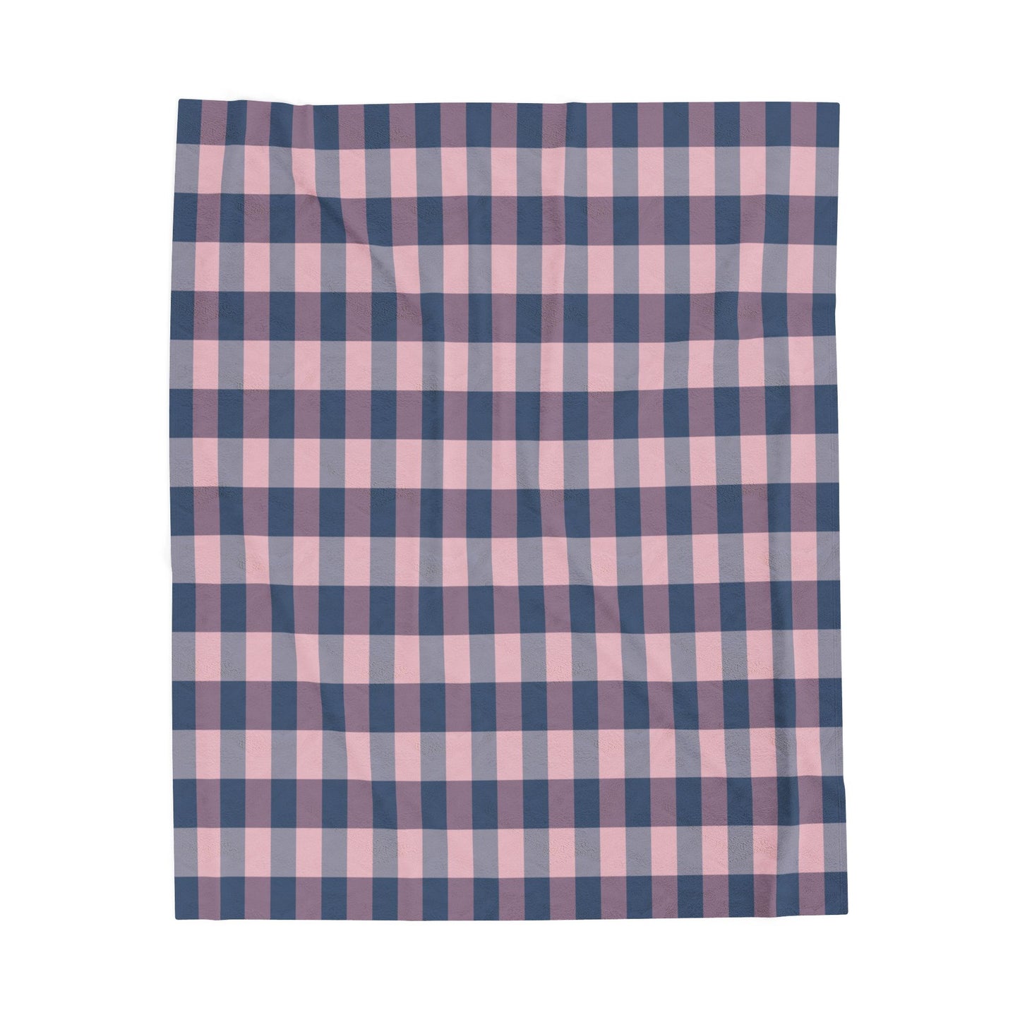 Plaid Velveteen Plush Blanket — Pink & Navy Cozy Throw
