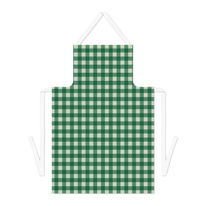 Green Buffalo Check Apron — Plaid Kitchen Apron for Cooking & BBQ