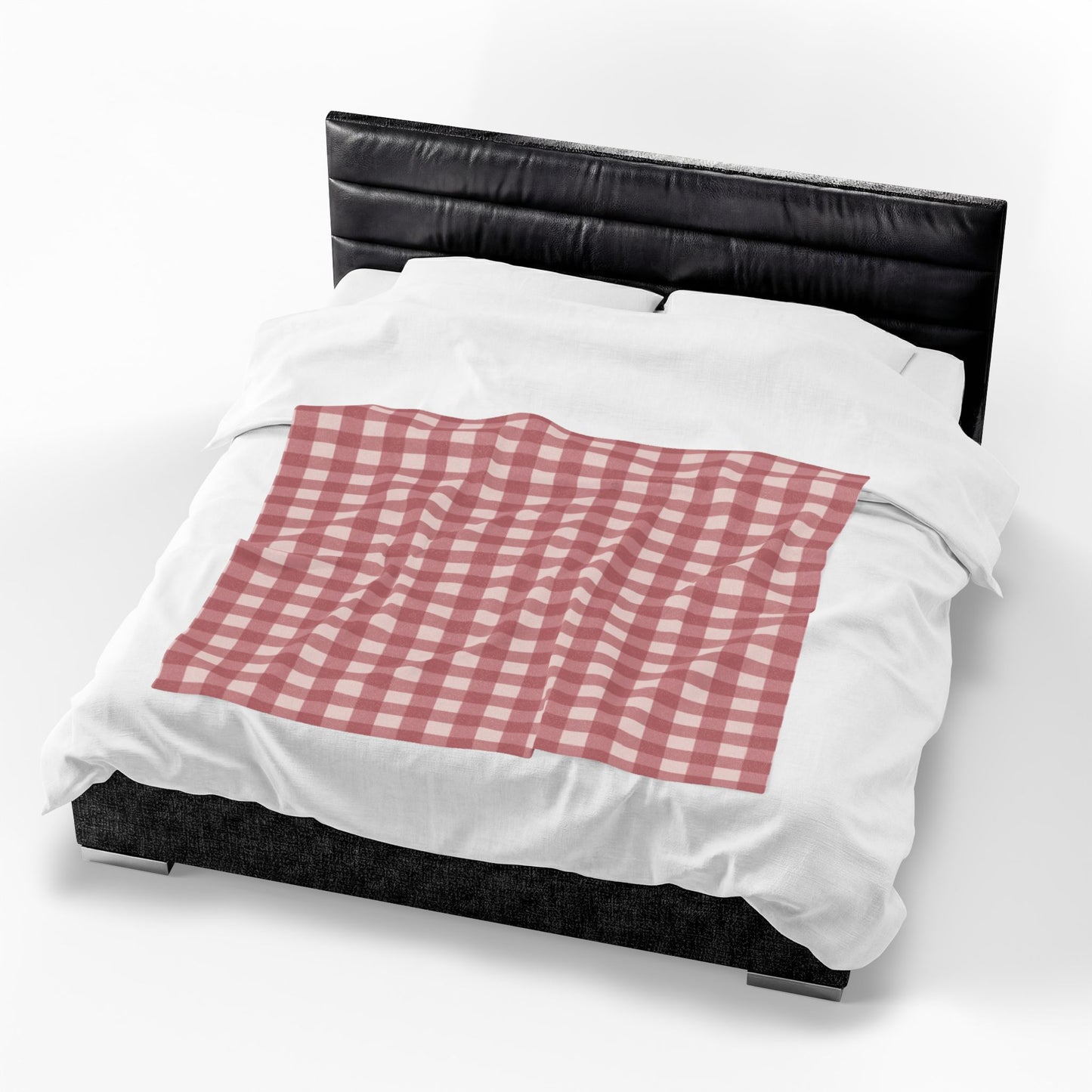 Red Buffalo Check Velveteen Plush Blanket — Cozy Gingham Throw