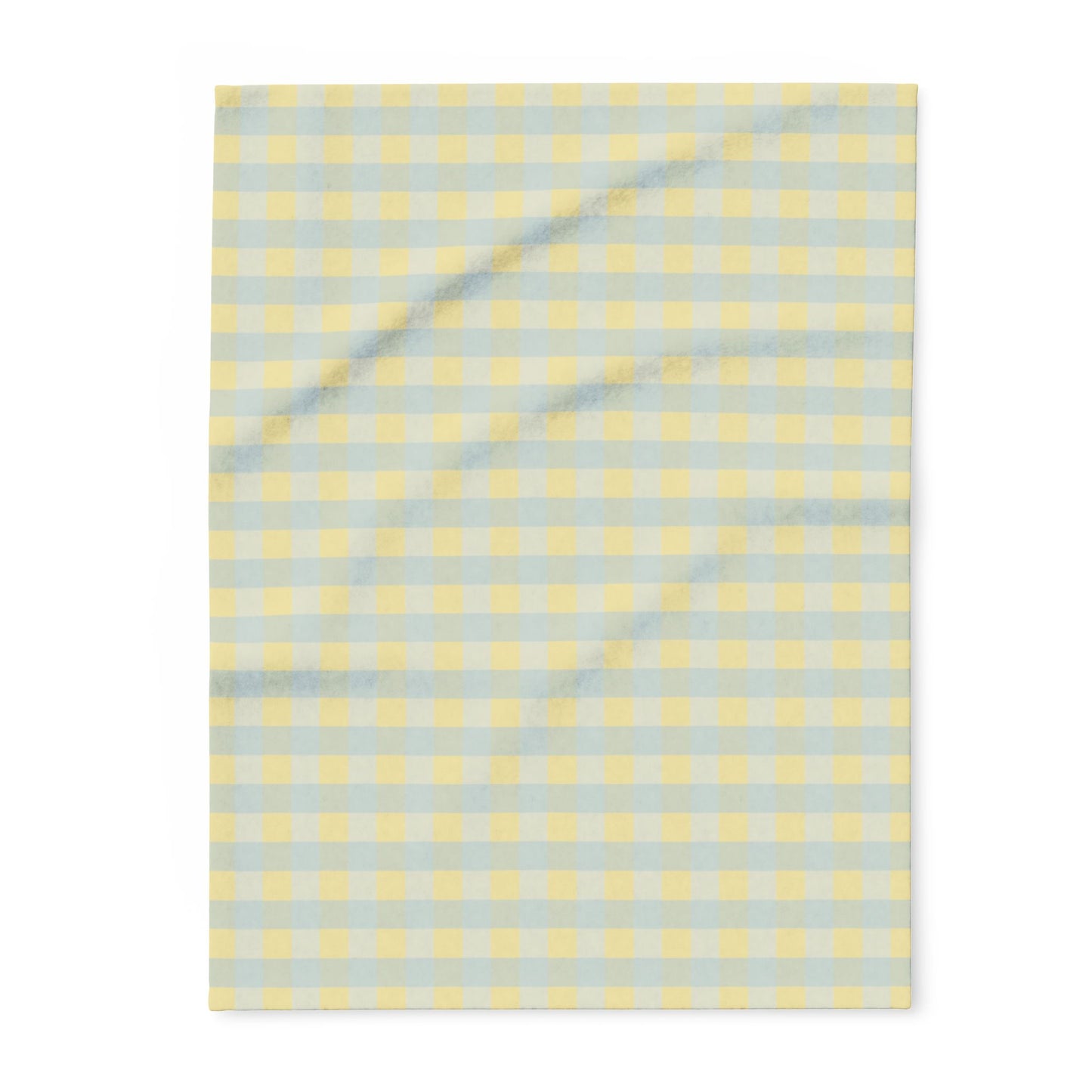 Gingham Fleece Blanket — Soft Yellow & Light Blue Plaid Throw