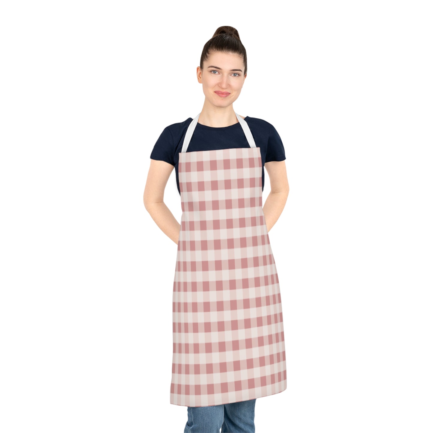 Pink Buffalo Check Apron - Rustic Gingham Kitchen Apron for Cooking & Baking