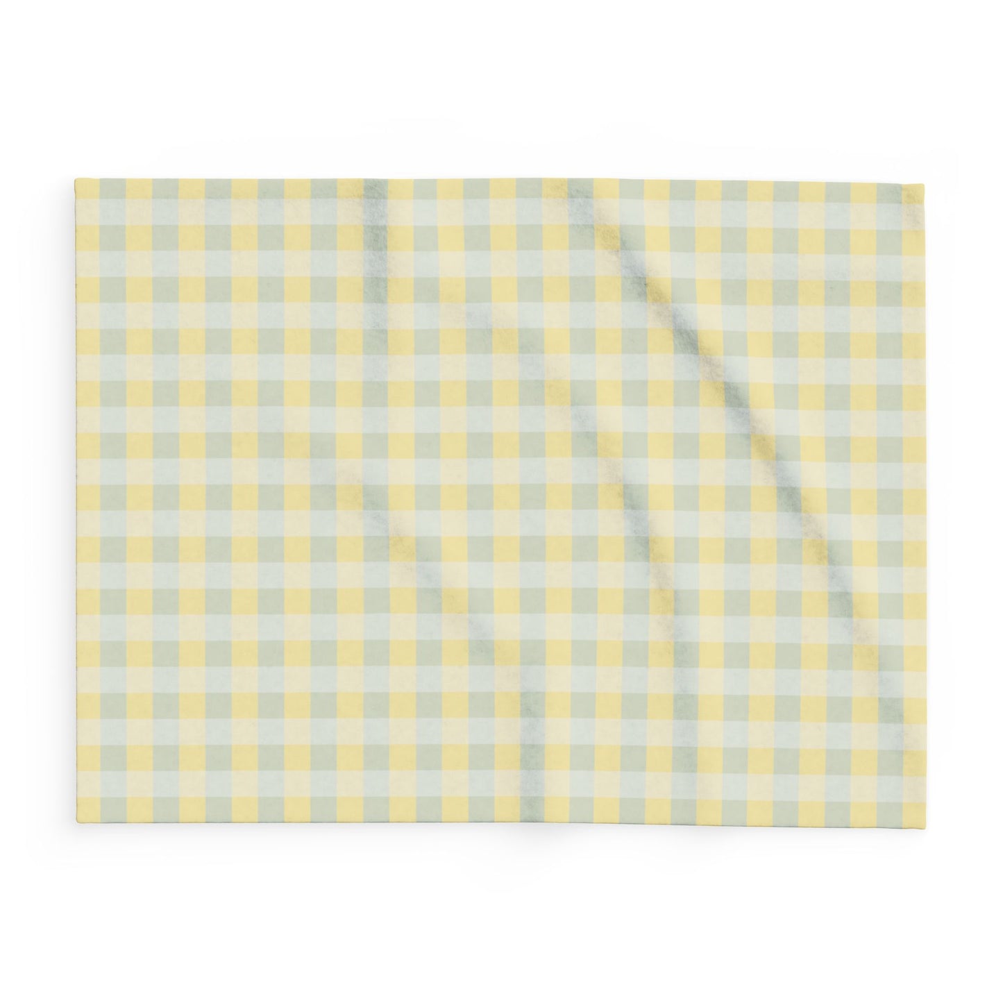 Yellow & Gray Gingham Fleece Blanket — Cozy Plaid Throw for Home, Nursery & Gift