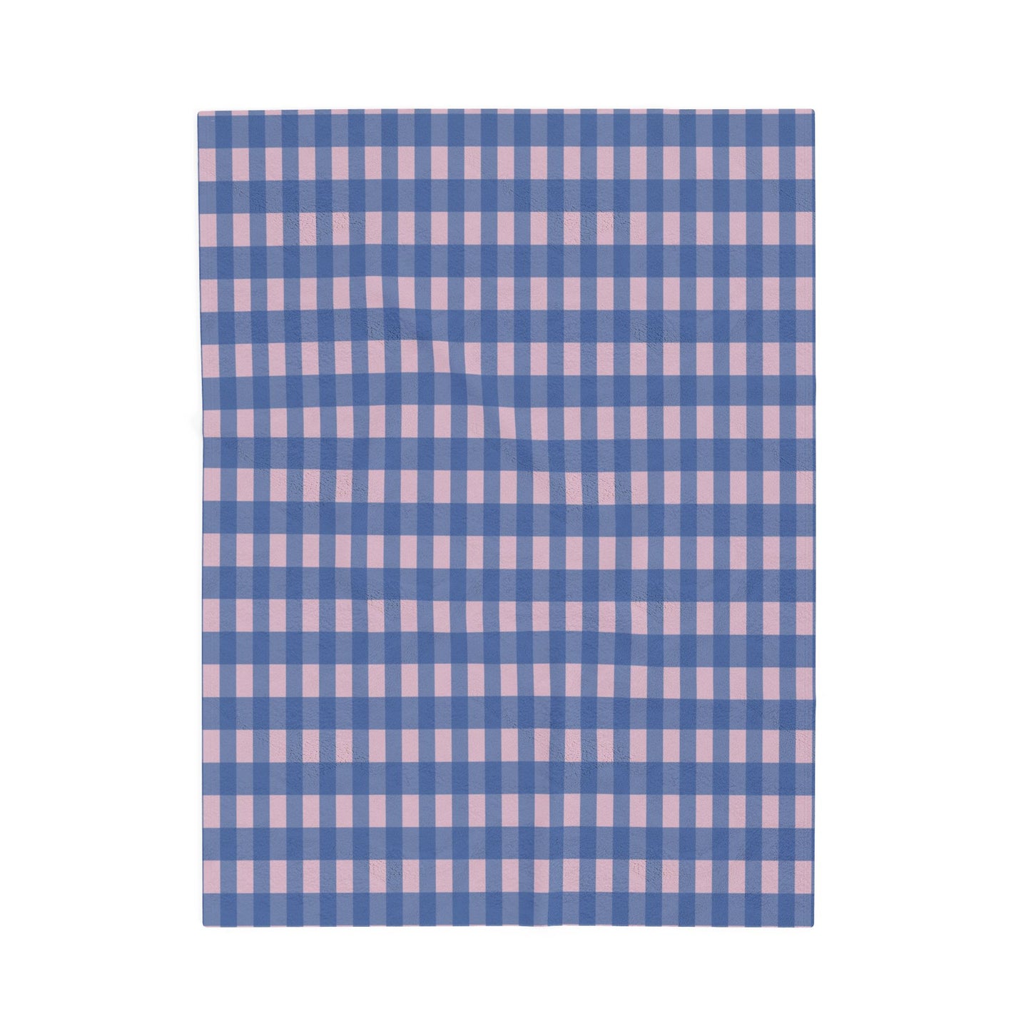 Blue and Pink Gingham Velveteen Plush Blanket