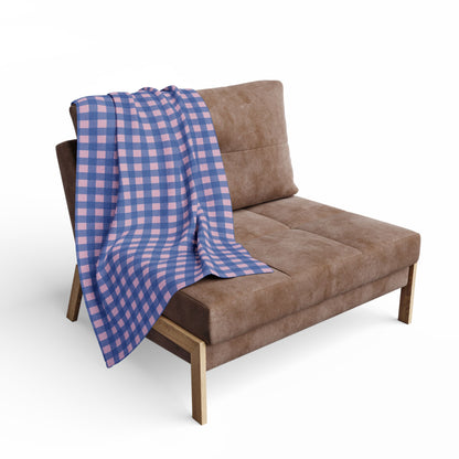 Arctic Fleece Blanket — Blue & Pink Gingham Plaid Throw