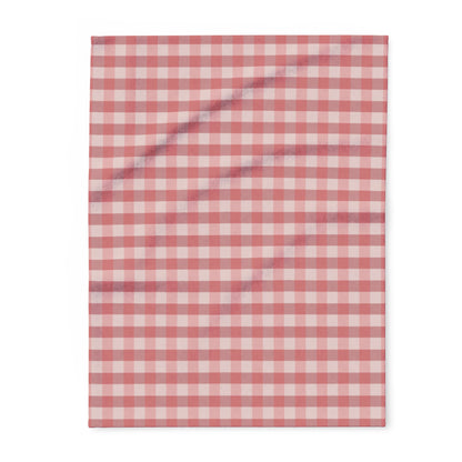 Cozy Red Gingham Fleece Blanket — Soft Plaid Throw for Living Room & Cabin