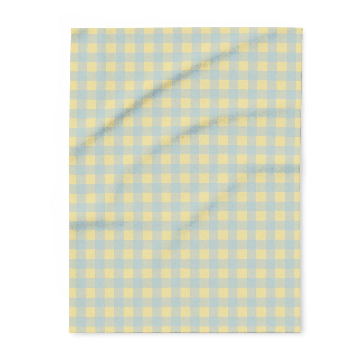 Fleece Blanket — Pastel Yellow & Blue Gingham Plaid Throw