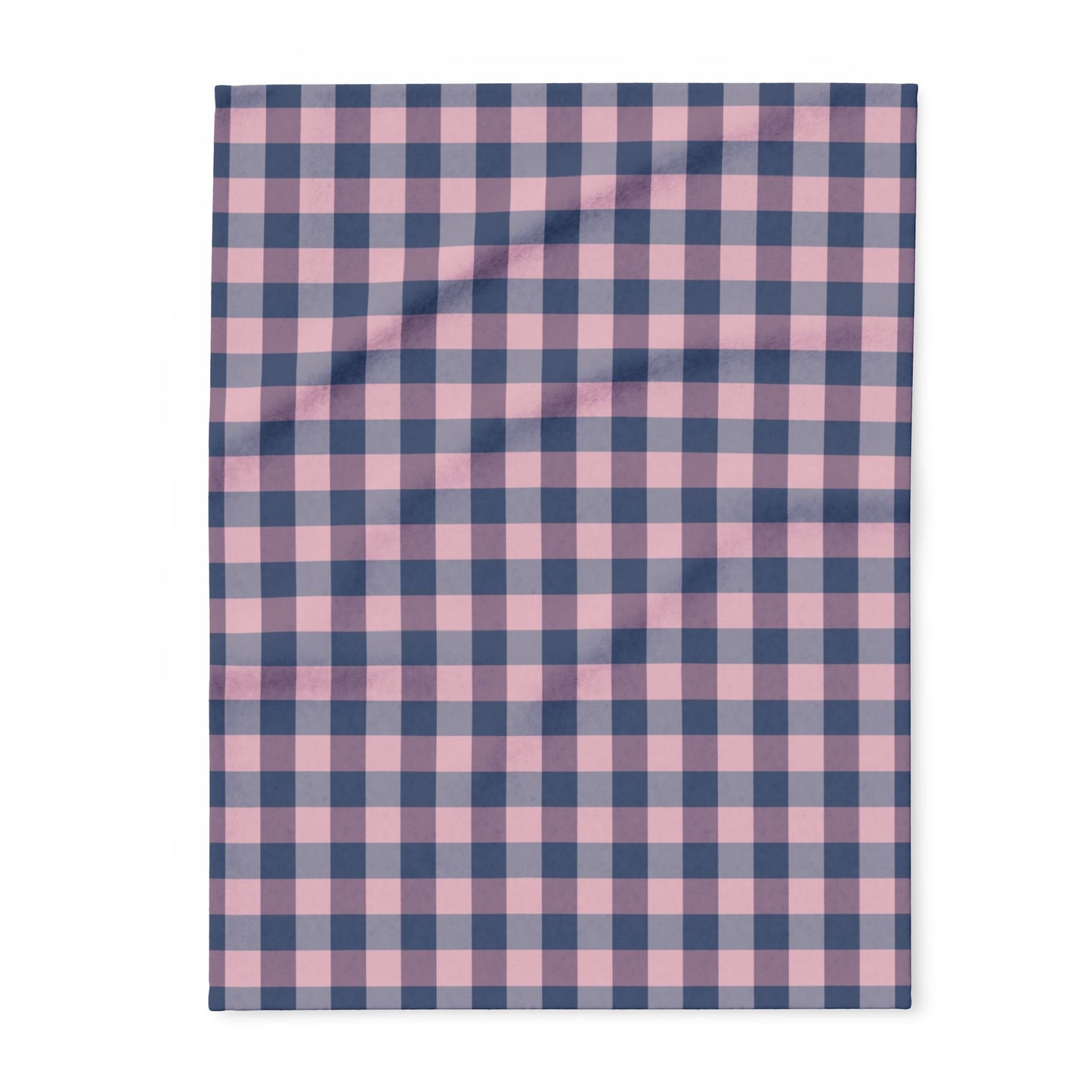 Pink Navy Buffalo Plaid Fleece Blanket — Cozy Plaid Throw for Living Room & Gift