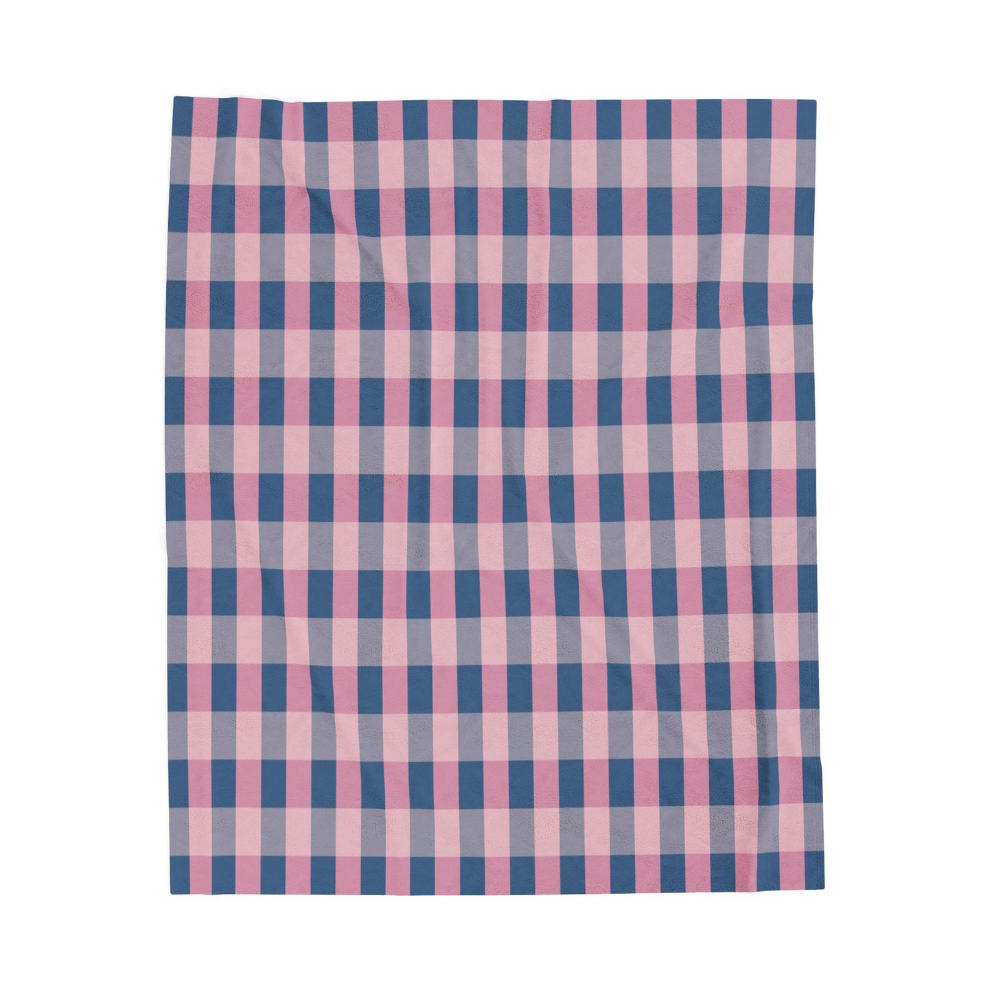 Pink & Navy Plaid Velveteen Plush Blanket — Cozy Checkered Throw for Home, Nursery & Gifts