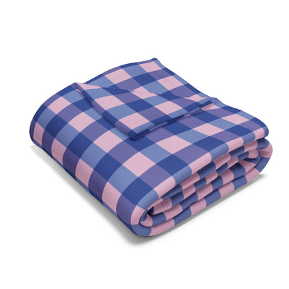 Plaid Fleece Blanket — Blue & Pink Check Cozy Throw