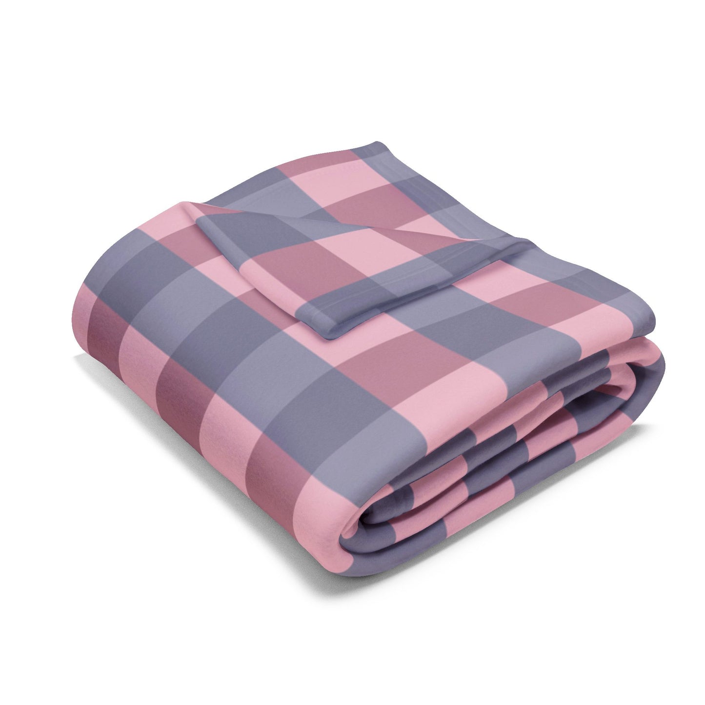 Fleece Blanket - Pink & Gray Buffalo Plaid Cozy Throw