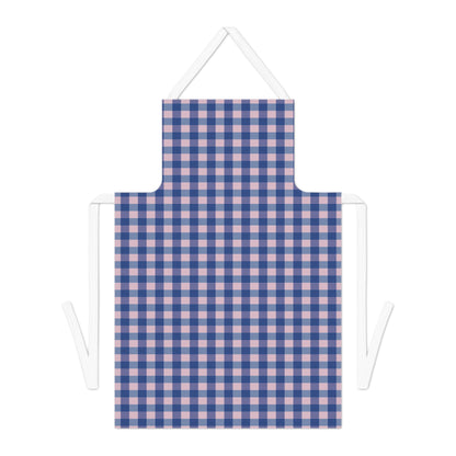 Blue & Pink Gingham Apron — Checkered Kitchen Apron for Baking & BBQ