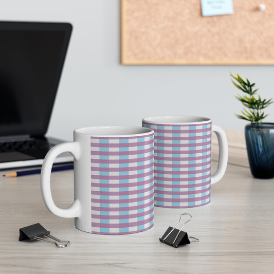 Plaid Pastels Mug — Purple & Teal Checkered Coffee Cup