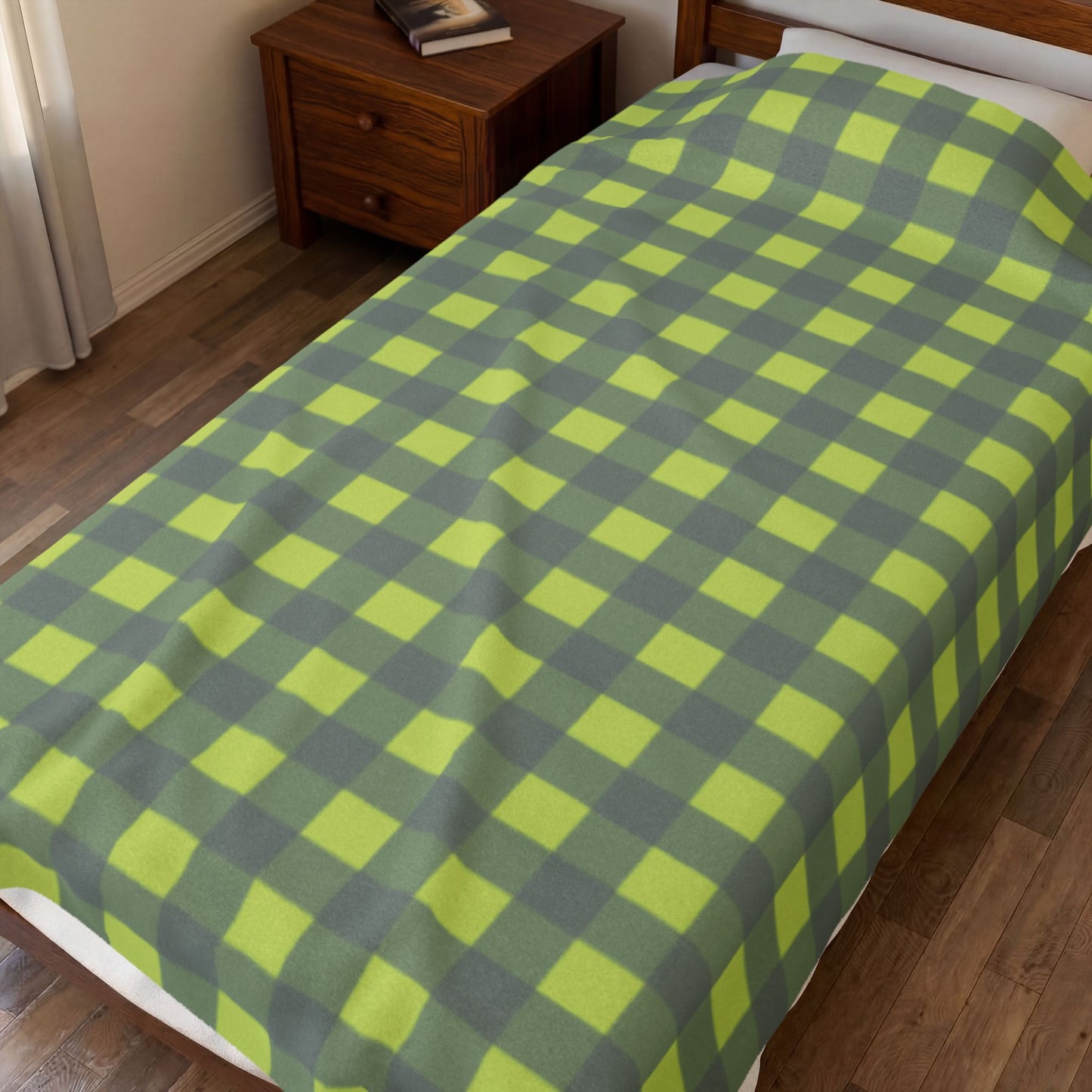 Green Buffalo Check Blanket | Plaid Velveteen Plush Throw