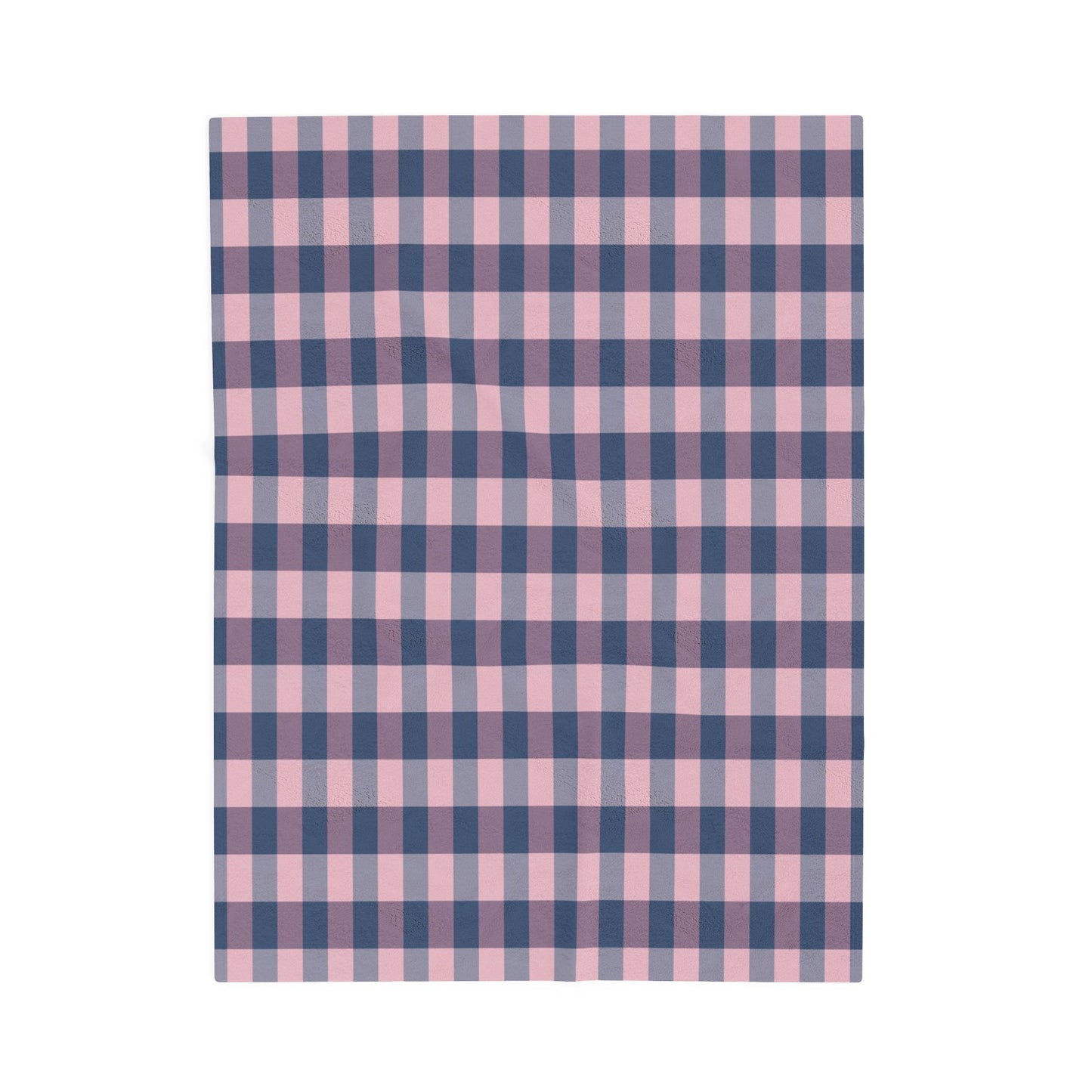Plaid Velveteen Plush Blanket — Pink & Navy Cozy Throw