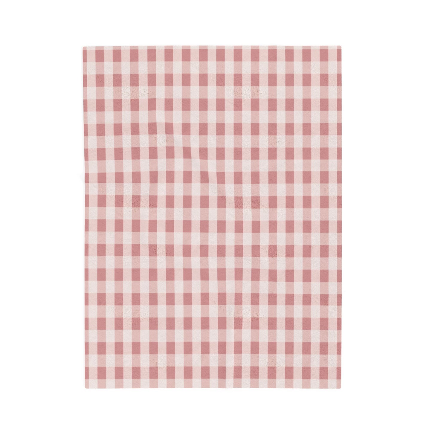 Pink Gingham Velveteen Plush Blanket – Cozy Farmhouse Throw