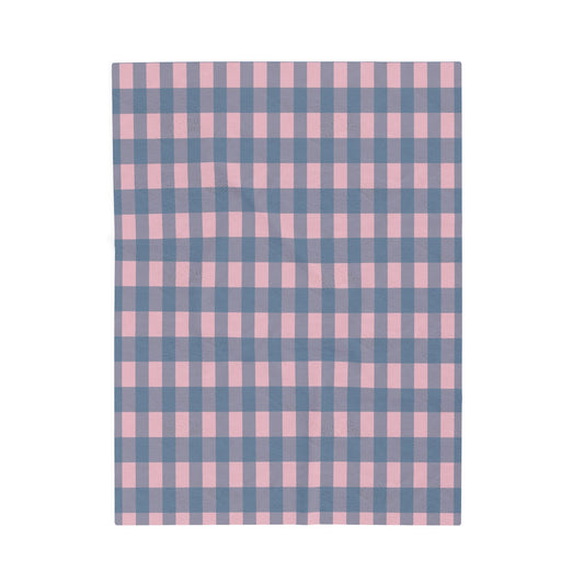 Plaid Velveteen Plush Blanket – Pink & Blue Cozy Throw for Home, Nursery, Gift