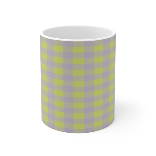 Green and Gray Buffalo Check Mug | Plaid Coffee Cup