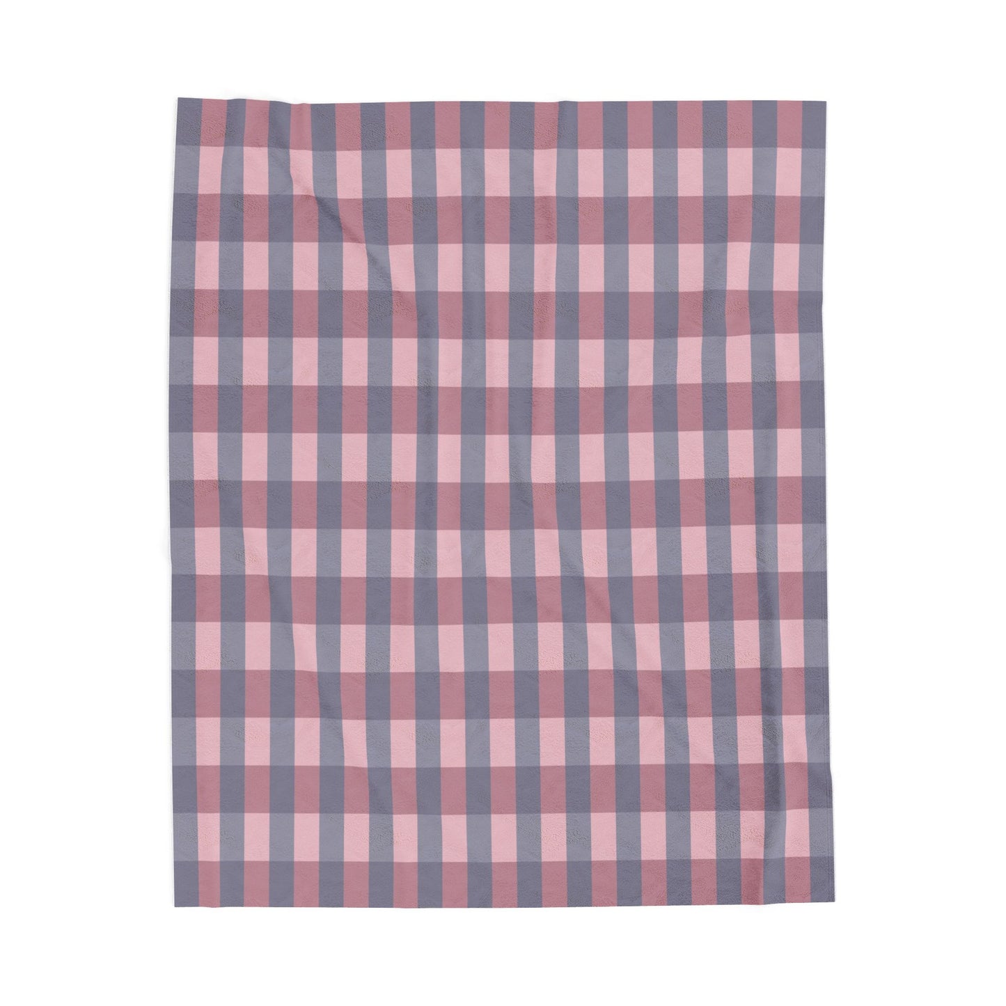 Plush Blanket - Pink & Gray Buffalo Check Velveteen Throw