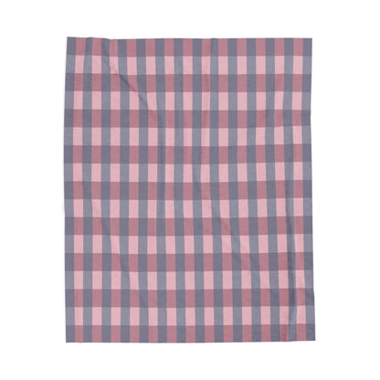 Plush Blanket - Pink & Gray Buffalo Check Velveteen Throw
