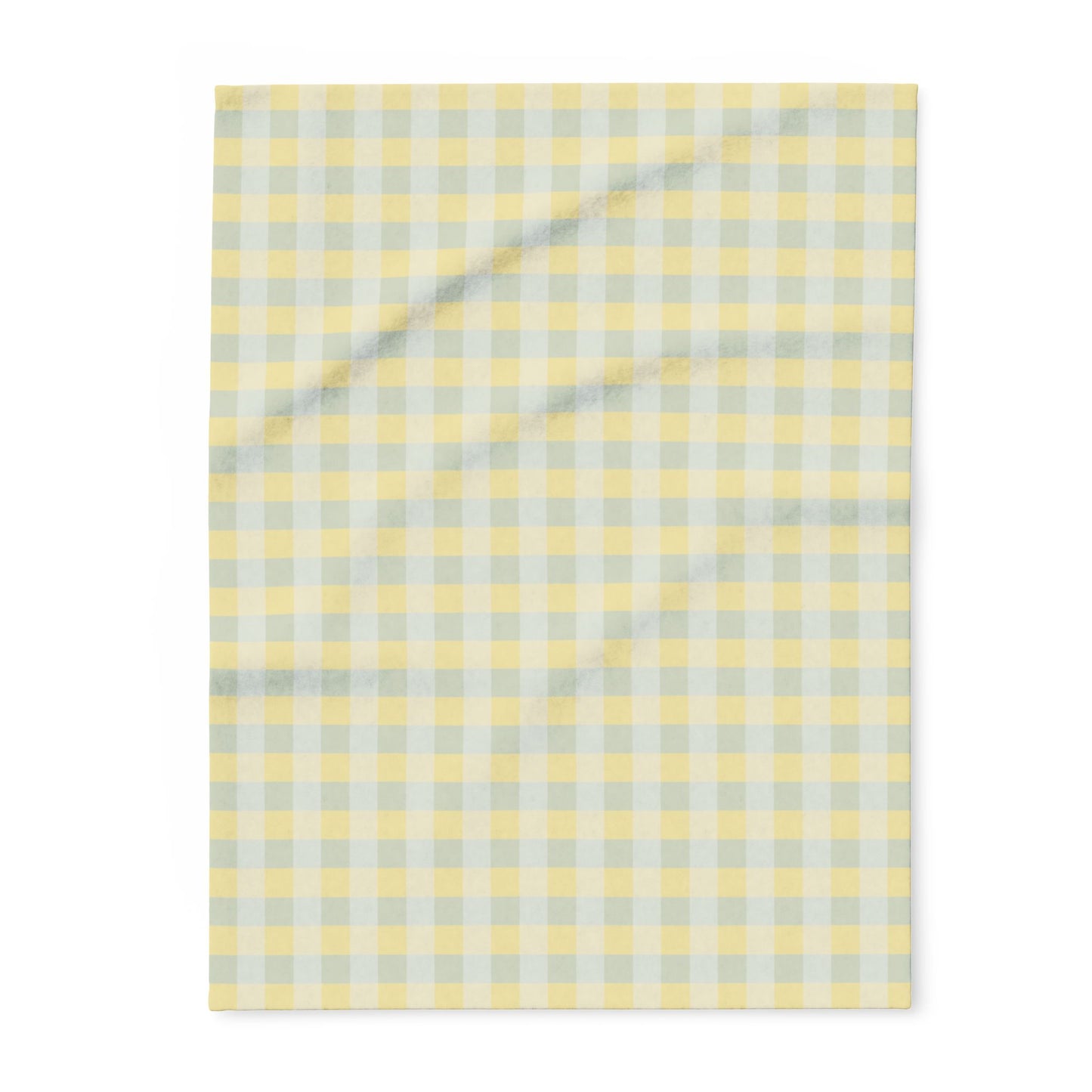 Yellow & Gray Gingham Fleece Blanket — Cozy Plaid Throw for Home, Nursery & Gift