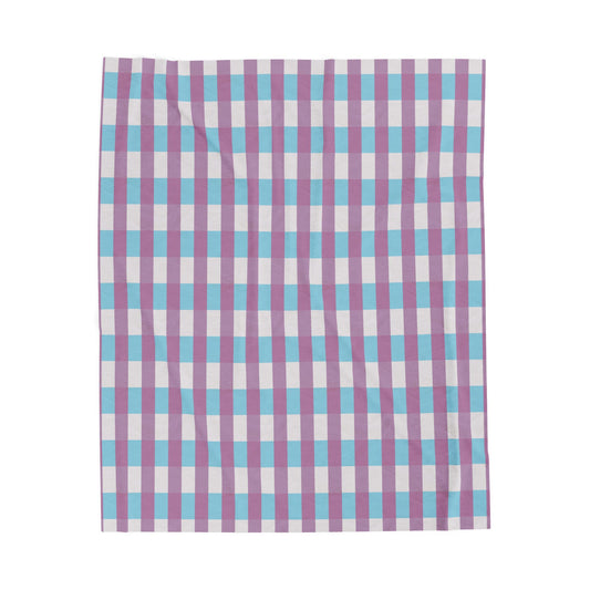 Plaid Velveteen Plush Blanket – Soft Pastel Check Throw for Cozy Home, Nursery & Gift