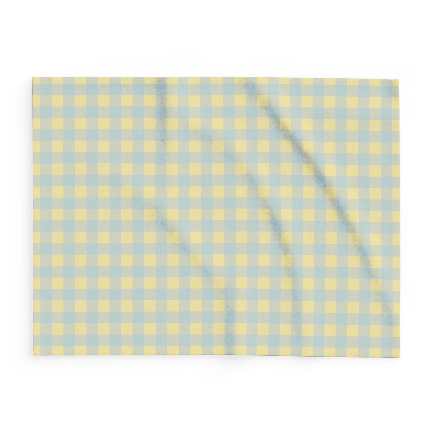 Fleece Blanket — Pastel Yellow & Blue Gingham Plaid Throw