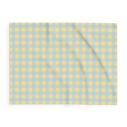 Fleece Blanket — Pastel Yellow & Blue Gingham Plaid Throw