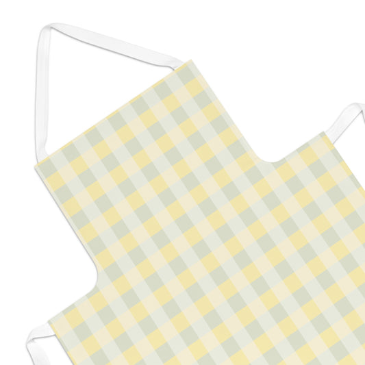 Pastel Yellow Gingham Apron — Soft Check Kitchen Apron for Baking & Home Entertaining