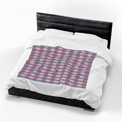 Plush Blanket - Pink & Gray Buffalo Check Velveteen Throw