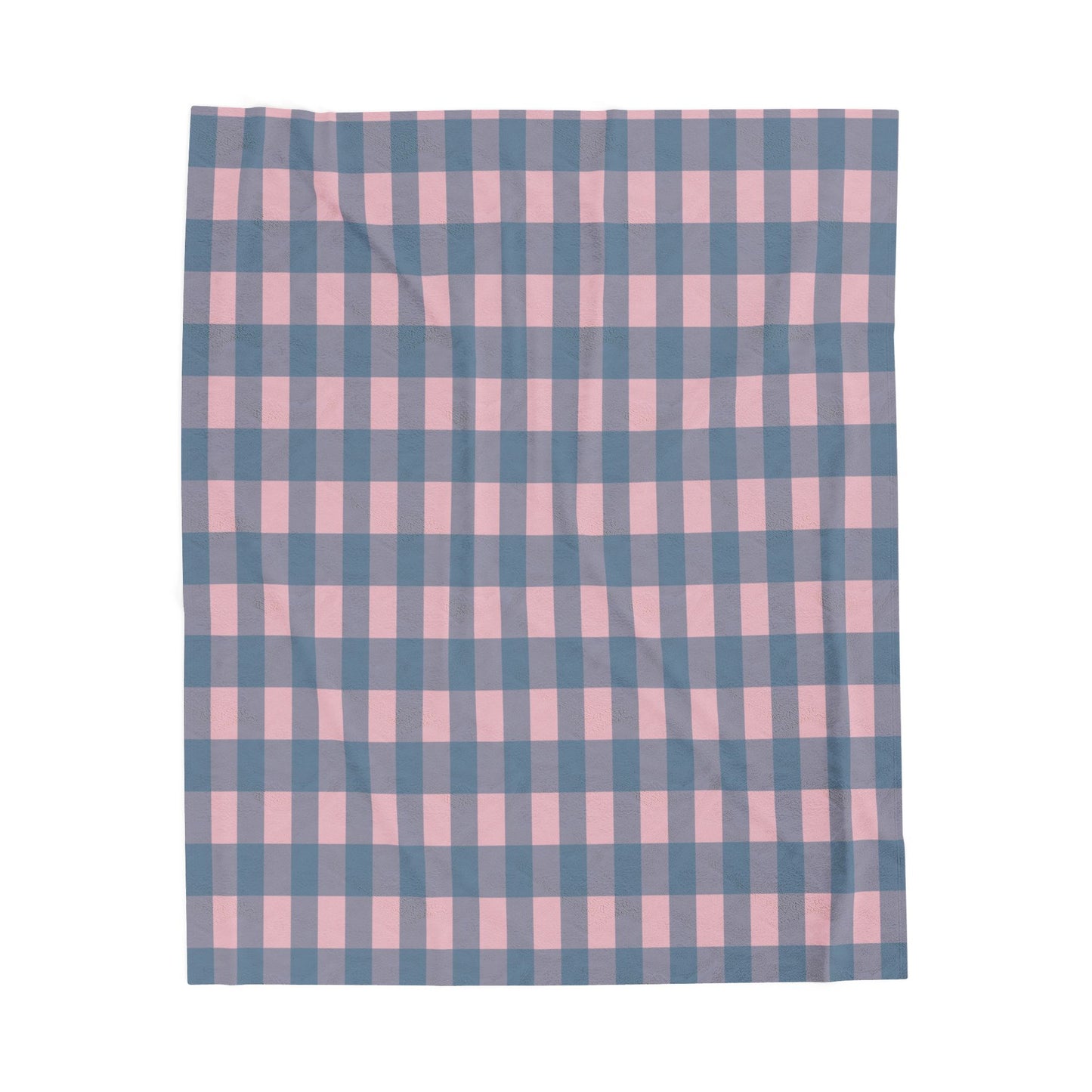 Plaid Velveteen Plush Blanket – Pink & Blue Cozy Throw for Home, Nursery, Gift