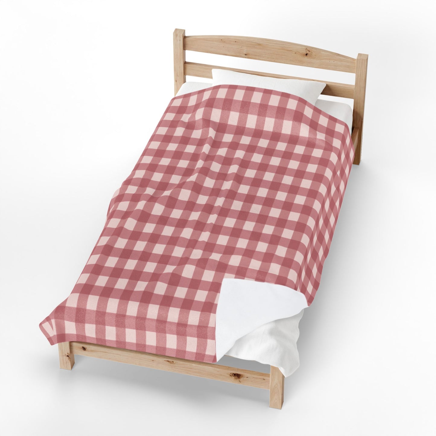 Red Buffalo Check Velveteen Plush Blanket — Cozy Gingham Throw