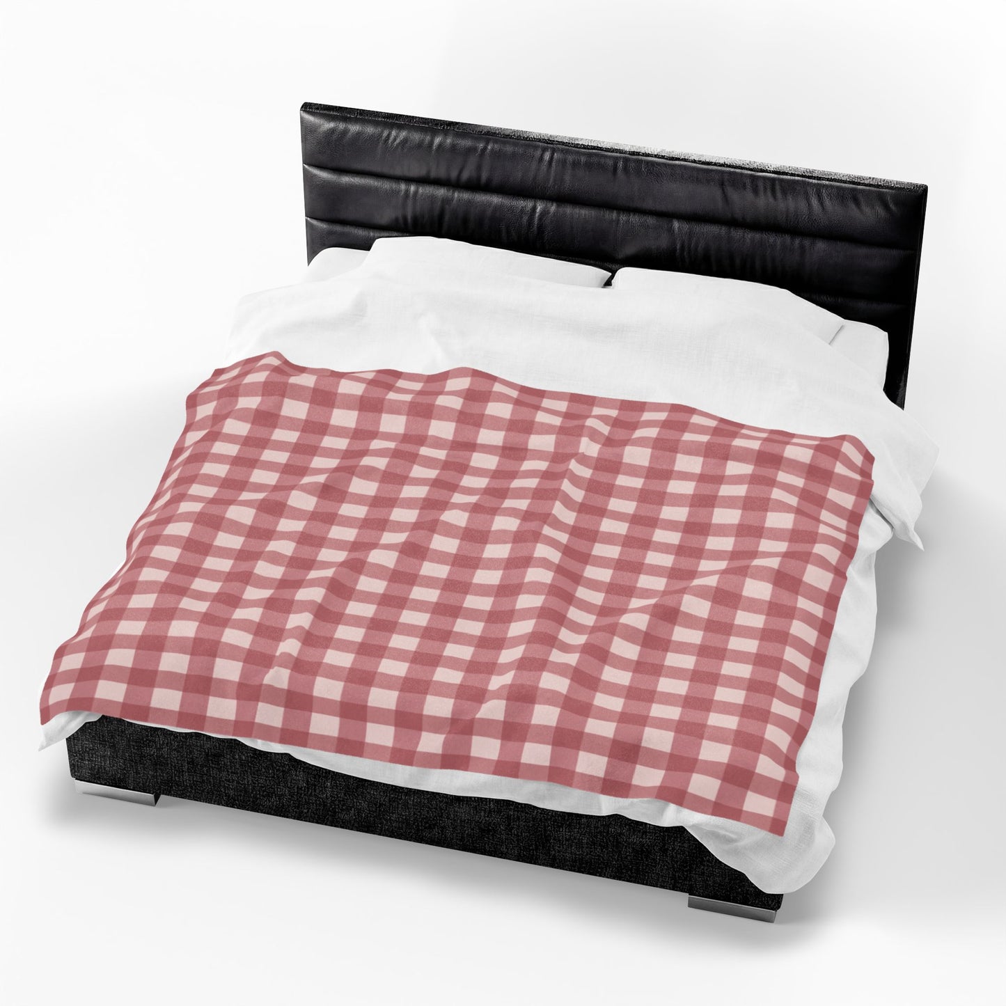 Red Buffalo Check Velveteen Plush Blanket — Cozy Gingham Throw