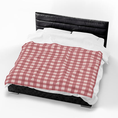 Red Buffalo Check Velveteen Plush Blanket — Cozy Gingham Throw